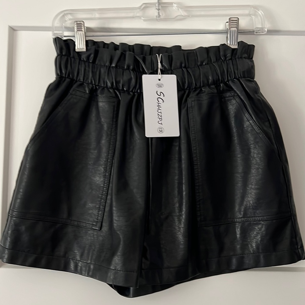 Faux leather shorts
